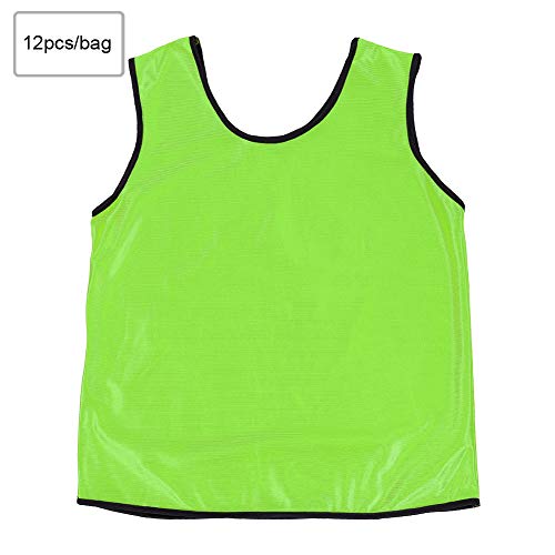 12er-Pack Trikots aus Polyester, Atmungsaktiv, Scrimmage-Team-Übungswesten für Fußball, Fußball, Basketball, Training, Grün, Himmelblau, Gelb, Orange (Leuchtendes Grün) von Tbest