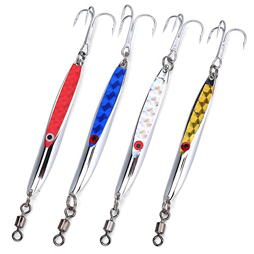 Jig Angeln,Angeln Spoons Sinkende Metallköder Metall Angelköder Ködelrute Sinking Metall Löffel Pailletten Köder Metall Bass Harter Löffel Köder Jig Lure Künstliche Haken Lockt Angelgerät Köder(56G-Ro von Tbest