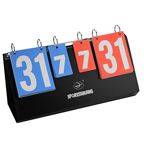 anzeigetafel,Tbest Punktezähler Badminton, Anzeigetafel Sport 4-Digit Tischtennis Fussball Volleyball Anzeigetafel Scoreboard Sport Flip Anzeigetafel Spielstand Zähler Für Tischtennis Basketball Badmi von Tbest