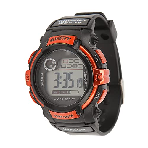 Tbest Digitale Sportuhr, Elektronische LCD-Uhr, wasserdichte Armbanduhren, Leuchtende Herren-Sportuhr für Outdoor-Aktivitäten (Orange) von Tbest