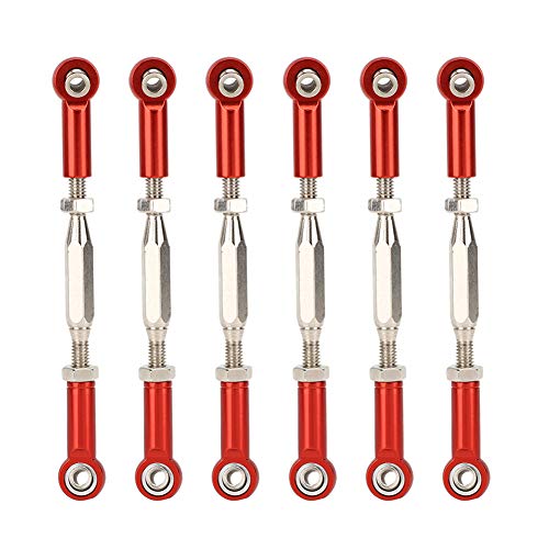 Tbest RC Spurstange, 6pcs 81mm Einstellbare Aluminiumlegierung Servo Links Spurstangensatz für RC 1/10 Spielzeugauto(rot) von Tbest