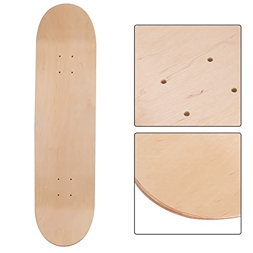 Tbest Skateboard Deck Blank Skate Plain 8,5 Decks Weiß, Skateboarding Ahornholz Blank Double Warped Skateboard Deck Concave Board Zubehör für Skate Scooter von Tbest