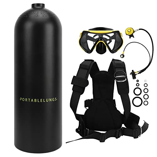 Tbest Tragbare 4-Liter-Tauchflasche, Verstellbare Schultergurte, Ventil für Tauchatemtraining, 40 Bis 60 Minuten Atemdauer (Black) von Tbest