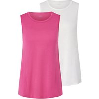 2 Sport-Tops, fuchsia und weiß von Tchibo