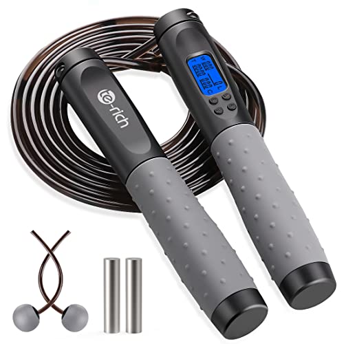 Springseil Erwachsene mit Zähler, Te-Rich Kinder Springseil für Fitness, schwere rutschfeste Griffe, verstellbare Länge, Springseil ohne Seil für Männer, Frauen, Training Zuhause, Büro, Boxen, Cardio Springseil Erwachsene mit Zähler, Te-Rich Kinder Springseil für Fitness, schwere rutschfeste Griffe, verstellbare Länge, Springseil ohne Seil für Männer, Frauen, Training Zuhause, Büro, Boxen, Cardio von Te-Rich