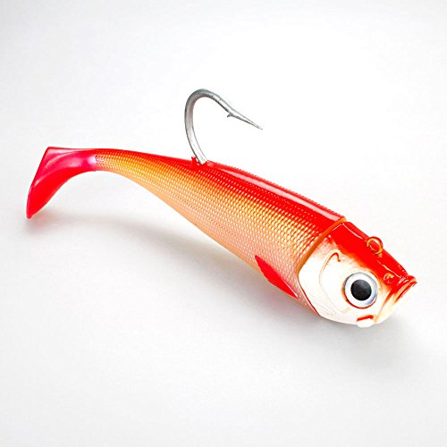 Team Deep Sea Saltwater Jig Shad, 24,0cm, 400g, 1 Kopf + 2 Shads, Rotbars von Team Deep Sea