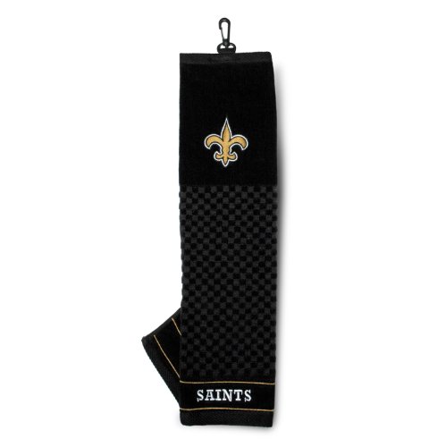TEAM GOLF NFL New Orleans Saints Besticktes Golf-Handtuch, Besticktes Golf-Handtuch, Kariertes Scrubber-Design, gesticktes Logo von Team Golf