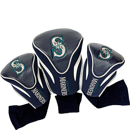 Team Golf MLB Seattle Mariners Contour Golf Club Schlägerhauben (3 Stück) nummeriert 1, 3 & X, passend für übergroße Fahrer, Utility, Rescue & Fairway Clubs, Veloursfutter für zusätzlichen Schutz von Team Golf