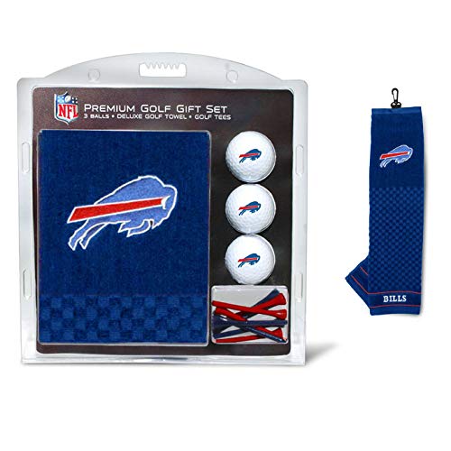 Team Golf NFL Buffalo Bills Geschenkset: Besticktes Golf-Handtuch, 3 Golfbälle und 14 Golf-Tees, 7,5 cm Regulierung, dreifach gefaltetes Handtuch 40,6 x 55,9 cm, 100% Baumwolle von Team Golf