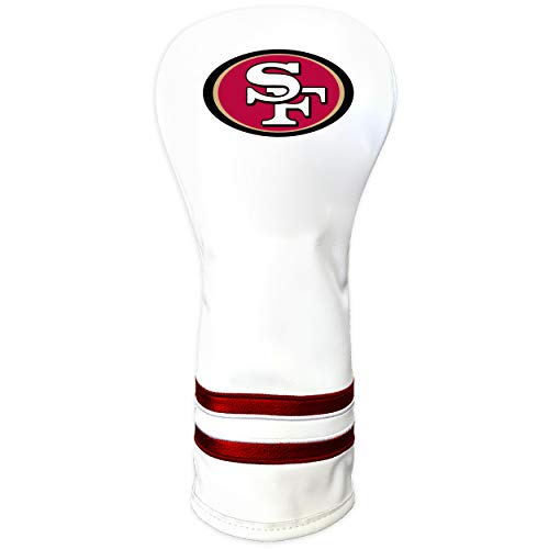 Team Golf NFL San Francisco 49Ers White Vintage Fairway Head Cover White Vintage Fairway Golfschlägerhaube, passgenaues Design, Retro-Design von Team Golf