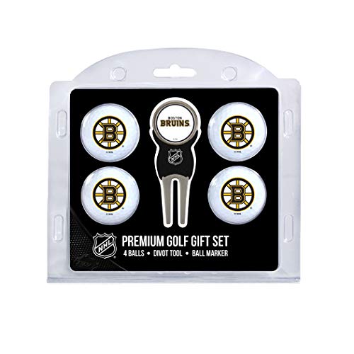 Team Golf NHL Boston Bruins Set mit 4 Golfbällen und Pitchgabeln, reguläre Größe, Golfbälle (4 Stück) und Pitchgabel mit abnehmbarem doppelseitigem Magnetmarker von Team Golf