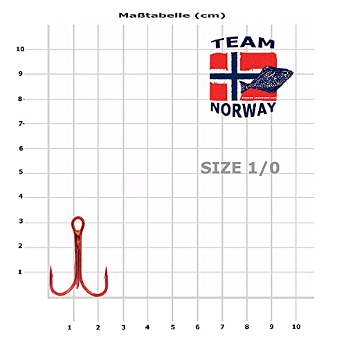 Team Norway Meeres Drilling Rot 25 STK. Hakengröße 1/0 von Team Norway