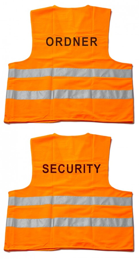 Warnwesten bedruckt - ORDNER oder SECURITY (EN471) Orange von Teamsportbedarf.de