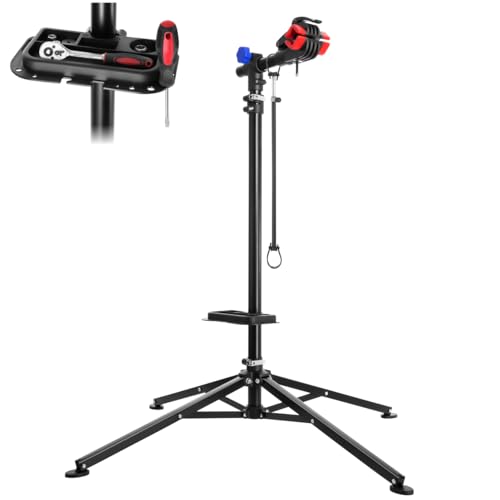 tectake® Fahrrad Reparaturständer Montageständer, Bike Stand für Fahrräder, Rennrad, Schnellspannsystem, 4 Punkt Ständerfuß, Zubehör magnetische Werkzeugablage, höhenverstellbar, klappbar tectake® Fahrrad Reparaturständer Montageständer, Bike Stand für Fahrräder, Rennrad, Schnellspannsystem, 4 Punkt Ständerfuß, Zubehör magnetische Werkzeugablage, höhenverstellbar, klappbar von tectake