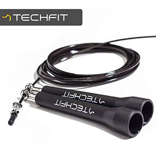 TechFit PRO Speed Jump Jumper Nachhaltiges, Metallisches Zwingendes Sprungseil für Crossfit, Einstellbares Kabel und Geringes Gewicht, Metallstifte von TechFit