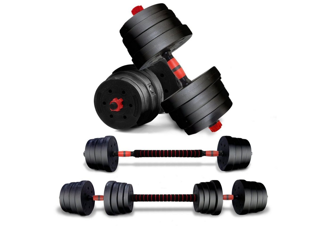 Technofit Hantel-Set Hanteln 2 in 1 Kurzhantel und Langhantel Hantelscheiben verstellbar, Effizienter Muskelaufbau, 2 in 1 perfekt fürs Homegym von Technofit