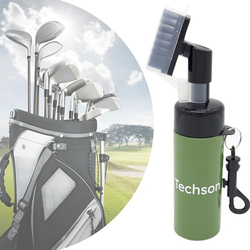 Techson Golfschläger-Reiniger, Rillenbürste mit Wassersprühflasche und Haken, tragbares Golf-Reinigungswerkzeug-Zubehör-Set (grün) von Techson