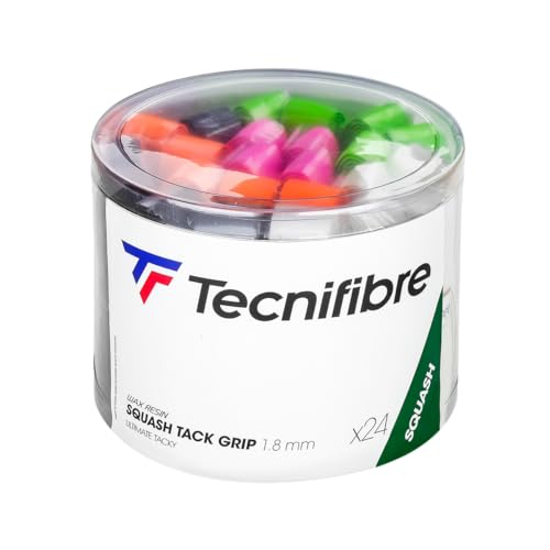 Tecnifibre Squash TACK Tennisgriff, Unisex, Schwarz/Weiß/Grün/Orange/Rosa, 24 Stück von Tecnifibre