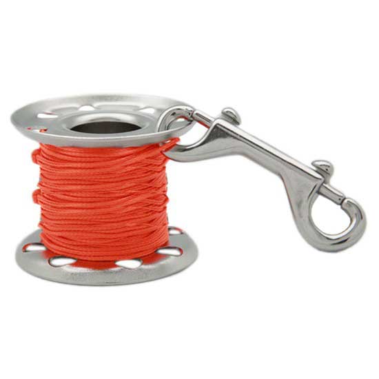 Tecnomar Stainless Steel Finger Spool With Double End Clip Orange 15 m von Tecnomar