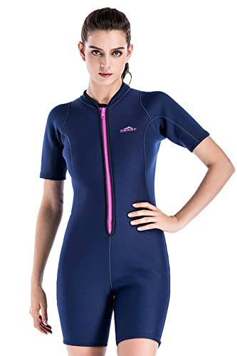 Damen Herren 2mm Neoprenanzug Tauchanzug Einteilig Shorty Kurzarm Badeanzug One Piece Wetsuit 080 Damen M von TeeYee