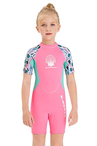 Mädchen 2.5mm Neoprenanzug Kinder Einteiler Tauchanzug Shell Gedruckt Kurzarm Shorty Badeanzug Patchwork Sonnenschutz Rückenreißverschluss One Piece Wetsuit 011 rosa M Mädchen 2.5mm Neoprenanzug Kinder Einteiler Tauchanzug Shell Gedruckt Kurzarm Shorty Badeanzug Patchwork Sonnenschutz Rückenreißverschluss One Piece Wetsuit 011 rosa M von TeeYee