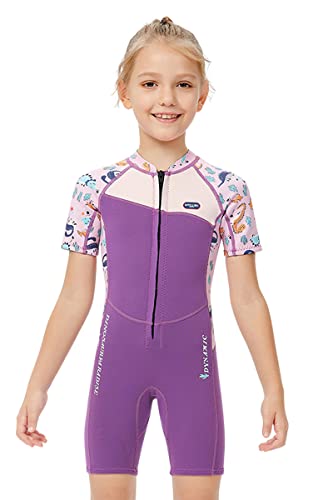 Mädchen 2.5mm Neoprenanzug Kinder Einteiler Tauchanzug Tropisch Violet Kurzarm Shorty Badeanzug Schnorchel One Piece Wetsuit XL Mädchen 2.5mm Neoprenanzug Kinder Einteiler Tauchanzug Tropisch Violet Kurzarm Shorty Badeanzug Schnorchel One Piece Wetsuit XL von TeeYee