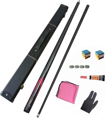 Tefebatu Premium Snooker Queues 147,7 cm Poolqueue mit Hartschalenkoffer & 2 Billardqueuekreide, 1/2 Gelenk Kohlefaser Billardqueue Pool Queue Stick für alle Billard Enthusiasten (Schwarz, 11,5 mm) von Tefebatu