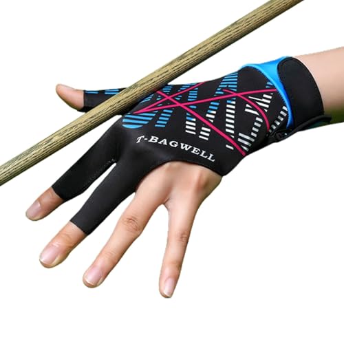 Teksome 3-Finger-Billardhandschuhe,Billard-Pool-Handschuhe,Schnell trocknende, atmungsaktive Queue-Sporthandschuhe | Professionelle elastische Poolhandschuhe, rutschfeste Fäustlinge für die linke Hand von Teksome