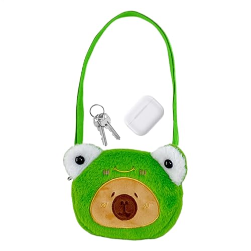 Teksome Capybara Stofftiertasche, Capybara Plüsch Geldbörse,Cartoon-Tier-Geldbörse - Verstellbare Plüschtasche, Geldbörse in Tierform für Schlüssel, Handys, Münzen, Kleingeld, Karten von Teksome