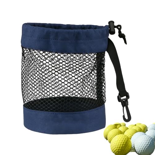 Teksome Golfball-Tasche, Netz-Nylon, Golftasche, Golftaschen-Organizer, tragbare Tasche mit Kordelzug und Clip, Aufbewahrungstasche mit großer Kapazität für Golf-Training, Praxis von Teksome