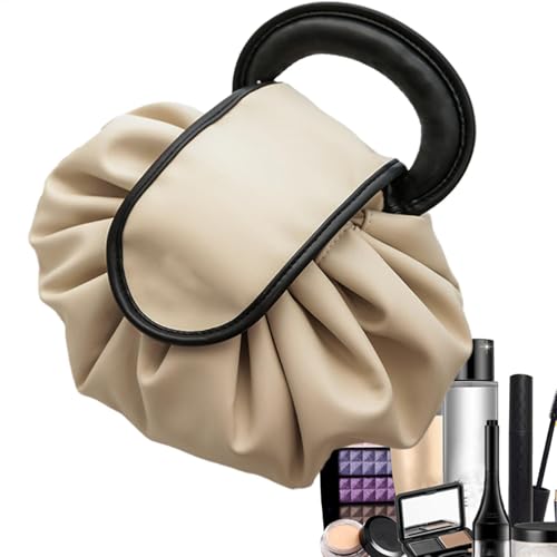 Teksome Make-up-Organizer-Tasche, Kosmetik-Organizer-Tasche | Kosmetiktasche aus PU-Leder, Make-up-Tasche mit Kordelzug | Make-up-Organizer mit Griff, Kulturbeutel mit großem Fassungsvermögen für von Teksome