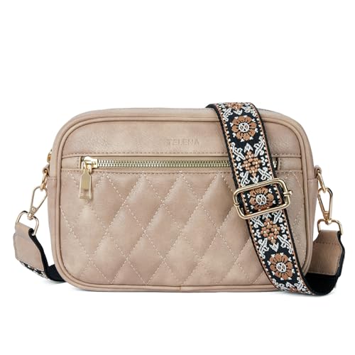 Telena Damen Handy Umhängetasche, Crossbody Bag mit verstellbarem Breiter Gurt, PU Leder Gesteppte Umhängetasche für Damen Telena Damen Handy Umhängetasche, Crossbody Bag mit verstellbarem Breiter Gurt, PU Leder Gesteppte Umhängetasche für Damen von Telena