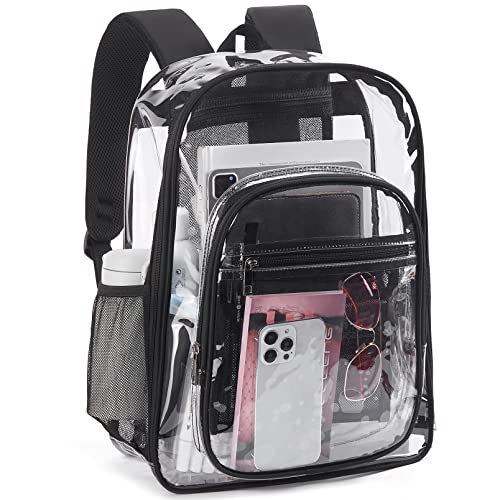 Telena Durchsichtiger Rucksack Damen Herren, Klare Rucksack, Transparent Wasserdichte Schulrucksack, Durchsichtige PVC-Buch-Tasche Damen für Schule, Konzerte, Sport, Arbeitsfestivals von Telena