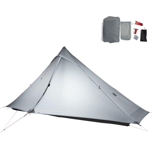 3FULGEAR Lanshan 1 Pro Outdoor Ultraleichtes Campingzelt für 1 Person 3/4 Saison Professionelles 20D Nylon Silikon Zelt für Camping, Trekking, Klettern, Wandern (Grau 4 Season Pro Update) von Telomat