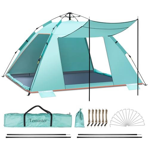 4-5 Person Instant Pop Up Automatisches Strandzelt, Extra großes tragbares belüftetes automatisches Sonnenschutz mit 3 erweiterbarer Veranda, UPF 50+ Easy Setup Strandmuschel für Picknick, Strand 4-5 Person Instant Pop Up Automatisches Strandzelt, Extra großes tragbares belüftetes automatisches Sonnenschutz mit 3 erweiterbarer Veranda, UPF 50+ Easy Setup Strandmuschel für Picknick, Strand von Temaster