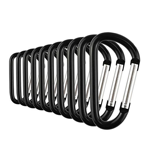 Temlum Aluminium Karabinerhaken 3,8/4,8/5,8/6/7 cm Clip, D Form Karabiner Set, Karabiner mit Schnappverschluss für Camping, Wandern, Reisen, Schlüsselanhänger, Schwarz -10 Stück, 4,8 cm Temlum Aluminium Karabinerhaken 3,8/4,8/5,8/6/7 cm Clip, D Form Karabiner Set, Karabiner mit Schnappverschluss für Camping, Wandern, Reisen, Schlüsselanhänger, Schwarz -10 Stück, 4,8 cm von Temlum