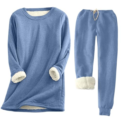 2024 New Sherpa Lined Sweatshirt Women, Fleece Lined Sweatshirt Women, Tunic Pullover for Women (5XL,Blue) von Tencipeda