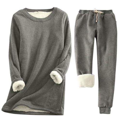 2024 New Sherpa Lined Sweatshirt Women, Fleece Lined Sweatshirt Women, Tunic Pullover for Women (5XL,Dark Gray) von Tencipeda