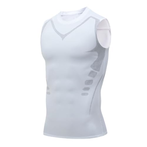 2024 New Version Ionic Shaping Sleeveless Shirt, Maynox Vitaboost Compression Shirt, Vitaboost Compression Shirt (3XL,White) von Tencipeda