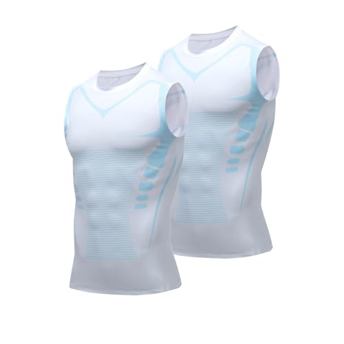 Tencipeda Vitaboost Compression Shirt, Maynox Vitaboost Compression Shirt, Compression Shirts for Men to Build A Perfect Body (S,2Pcs*White) von Tencipeda