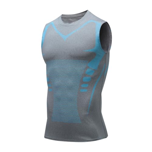 Tencipeda Vitaboost Compression Shirt, Maynox Vitaboost Compression Shirt, Tourmaline Posture Corrector Vest for Men to Build a Perfect Body (L,Grey) von Tencipeda