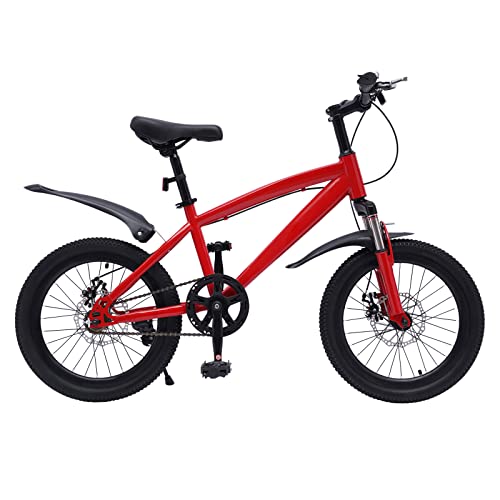 Tenddya 18 Zoll Kinderfahrräder, Freestyle Kinderfahrrad Höhenverstellbares Fahrrad für Jungen und Mädchen Tretfahrrad für Kinder MTB Kinderfahrräder mit Schutzblech (Rot) von Tenddya