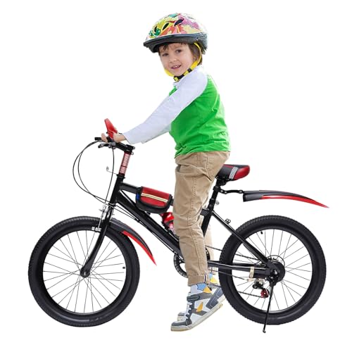 Tenddya 20 Zoll Mountainbike Kinder Fahrräder, Kinderfahrrad mit Getriebe und Doppelbremssystem MTB Fahrrad für Mädchen, Jungen Rot von Tenddya