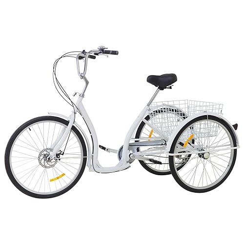 Tenddya Dreirad für Erwachsene, 26 Zoll Adult Fahrrad Dreiräder 6 Gang 3 Räder Fahrrad mit Einkaufskorb Höhenverstellbar Tricycle Cityräder für Outdoor Sports Shopping von Tenddya