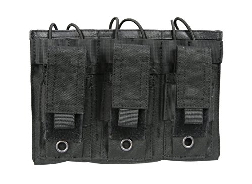 Tenoburian Triple Magazine Pouch Holster mit Shock Cord Webbing 9mm/5.56mm MOLLE Mag Pouch Belt Bag Mag Holder for Tactical, Black von Tenoburian
