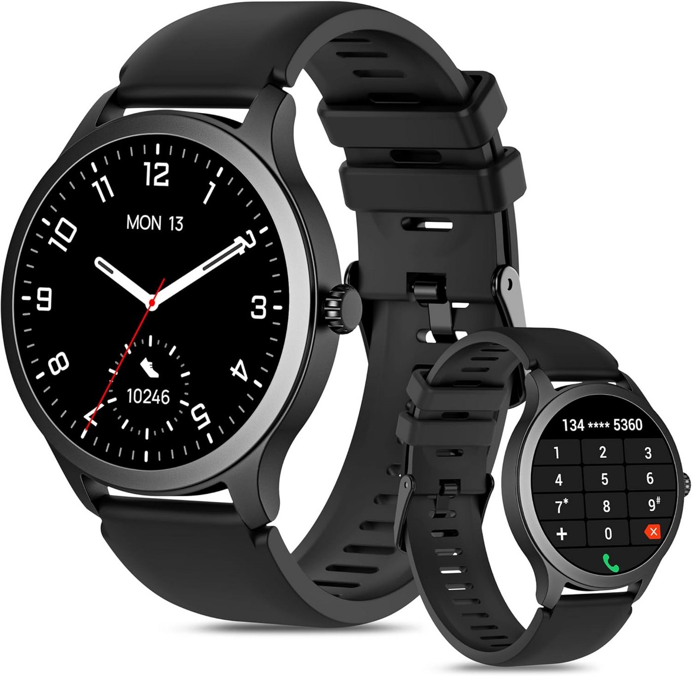 Tensky Telefonfunktion Herren's Smartwatch (1,32 Zoll), Mit Wecker, Fitnesstracker, Herzfrequenzmesser und Schrittzähler. von Tensky