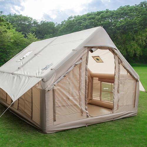 TentHome Aufblasbare Zelte Camping Wasserdicht Glampingzelt Familienzelt Stehhöhe Luxuszelt mit Pumpe für 2-6 Personen L: 400 x 300 x 210cm von TentHome