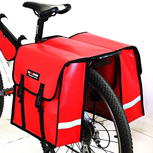 TentHome Fahrradtasche Gepäckträger Satteltasche Gepäcktasche Fahrrad Gepäckträgetasche Rücksitztasche Doppelpacktasche, 40L, Cycling Zubehör (Rot) von TentHome
