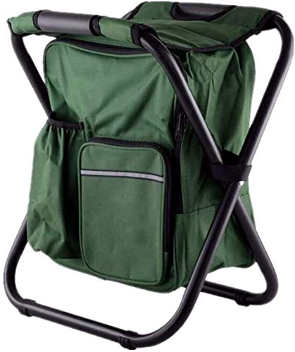 TentHome Faltbarer Campingstuhl-Rucksack mit Kühler 3 in 1 Rucksackstuhl Klappstuhl Klapphocker mit Kühltasche tragbarer Hocker für Angeln Camping Wandern Jagd Trekking Picknick BBQ Grillen, Grün von TentHome