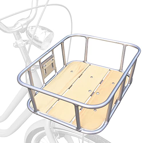 TentHome Frontgepäckträger Fahrrad Gepäckträger vorne Holz Fahrradkorb Vorderrad mit Ladefläche VR Träger für Hollandrad (Hell Farbe mit 40cm Streben) von TentHome